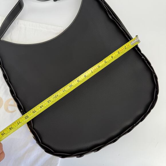 Chloe Darryl Hobo Bag Black Grained Leather Large Tote Shoulder With Pouch Auth - Picture 15 of 16